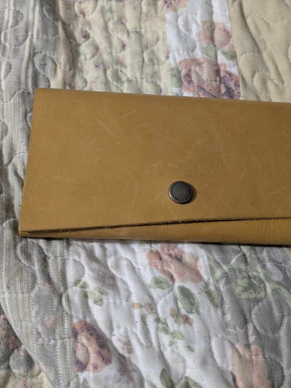 Yellow Leather Snap Wallet Clutch
